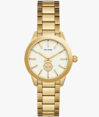 Tory Burch Yellow Gold Collins White Dial Watch Women's Watch TBW1300 - Image 1