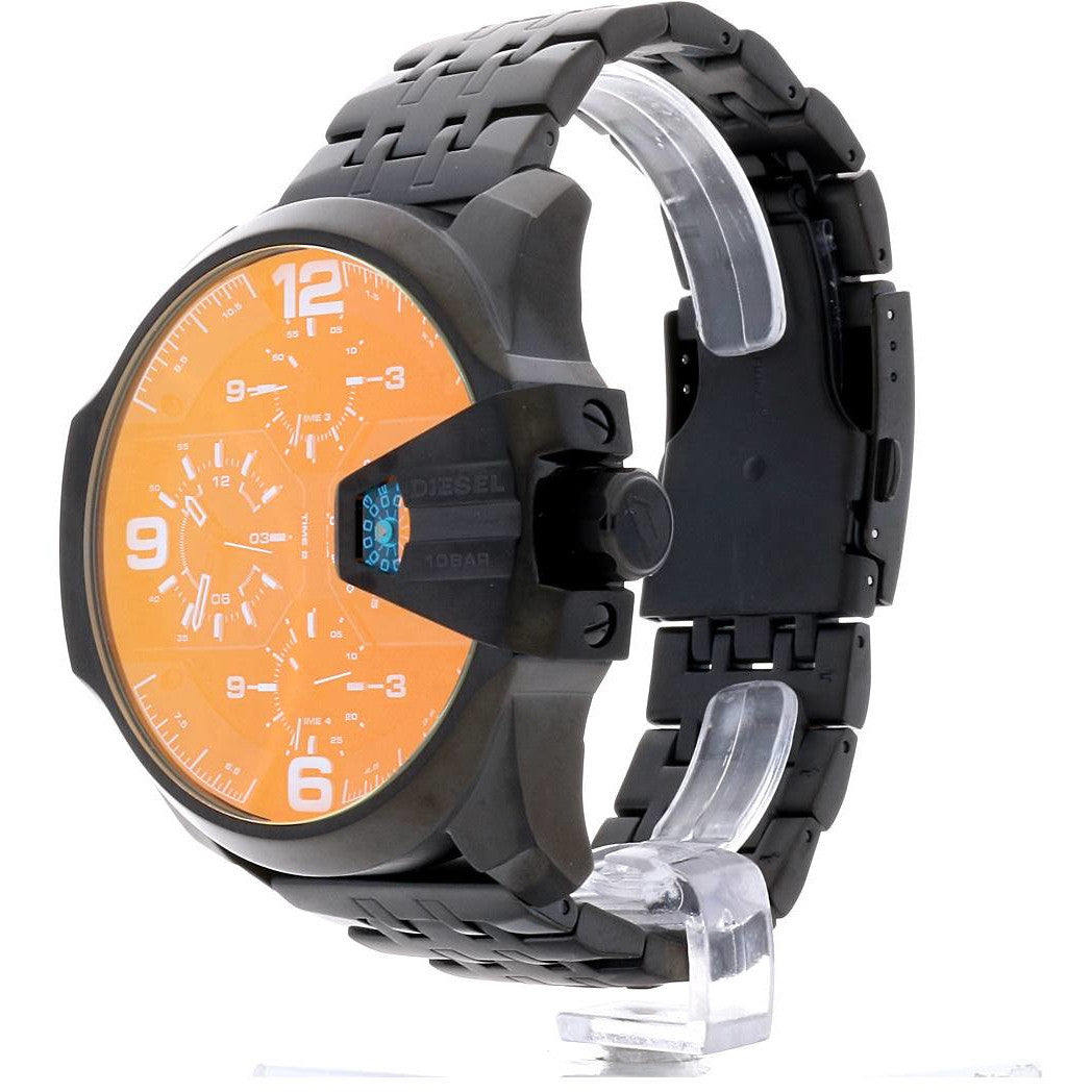 Diesel Big Daddy DZ7373 316L Black Ion-Plated Stainless 10ATM (100m) water-resistant 4 Time zones (GMT)