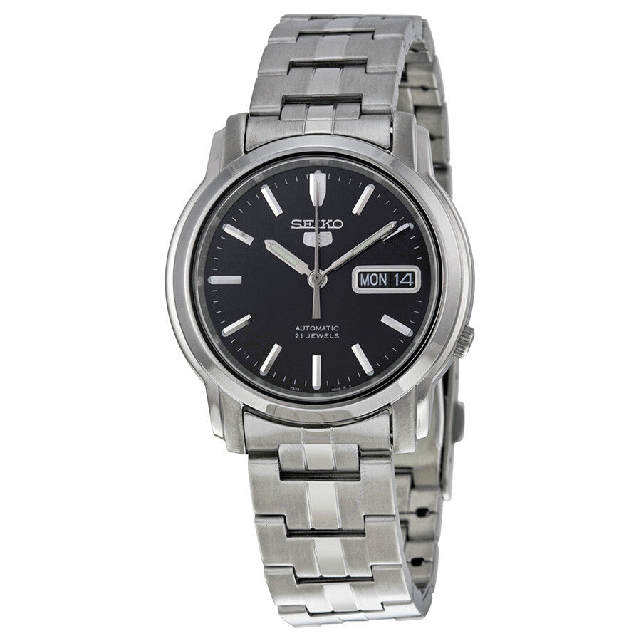 Seiko 5 Automatic Black Dial Stainless Steel Men's Watch SNKK71 - Dawson Watches