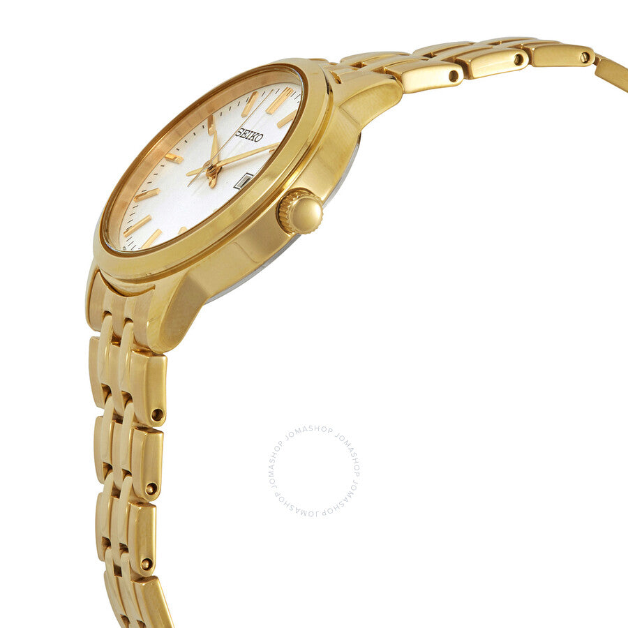 Seiko Classic Quartz White Dial Yellow Gold-tone Ladies Watch SUR412