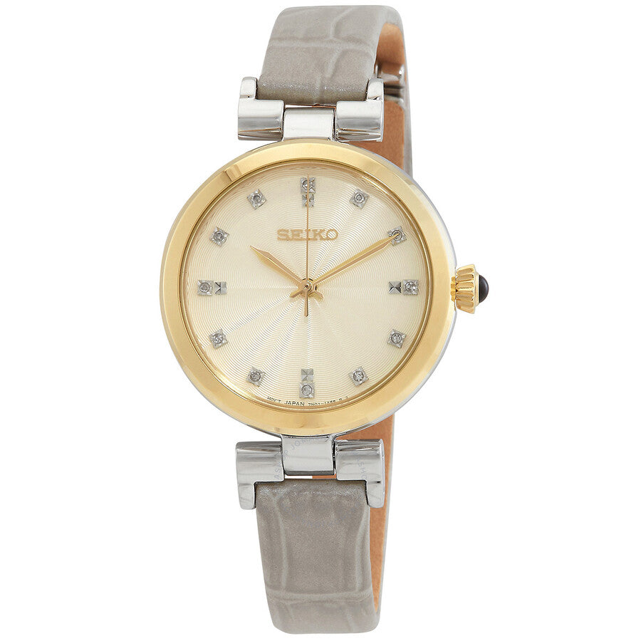 Seiko Quartz Diamond Champagne Dial Ladies Watch SRZ546P1 - The Watches Men & Co