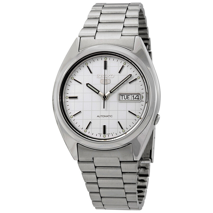 Seiko Series 5 Automatic White Grid Dial Men's Watch SNXF05 - Dawson Watches