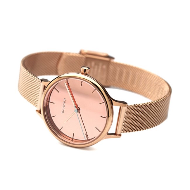 Skagen Anita Mirror Pink Dial Gold Ladies Watch SKW2413