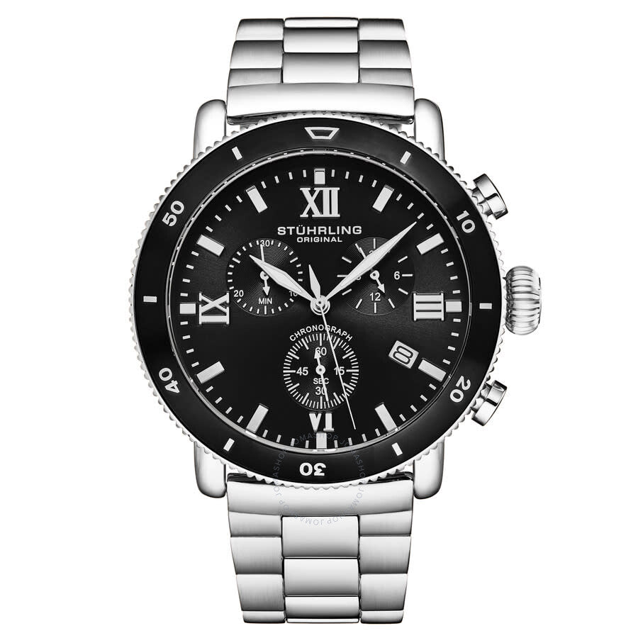 Stuhrling Original Monaco Chronograph Quartz Black Dial Men's Watch M17994 - The Watches Men & Co