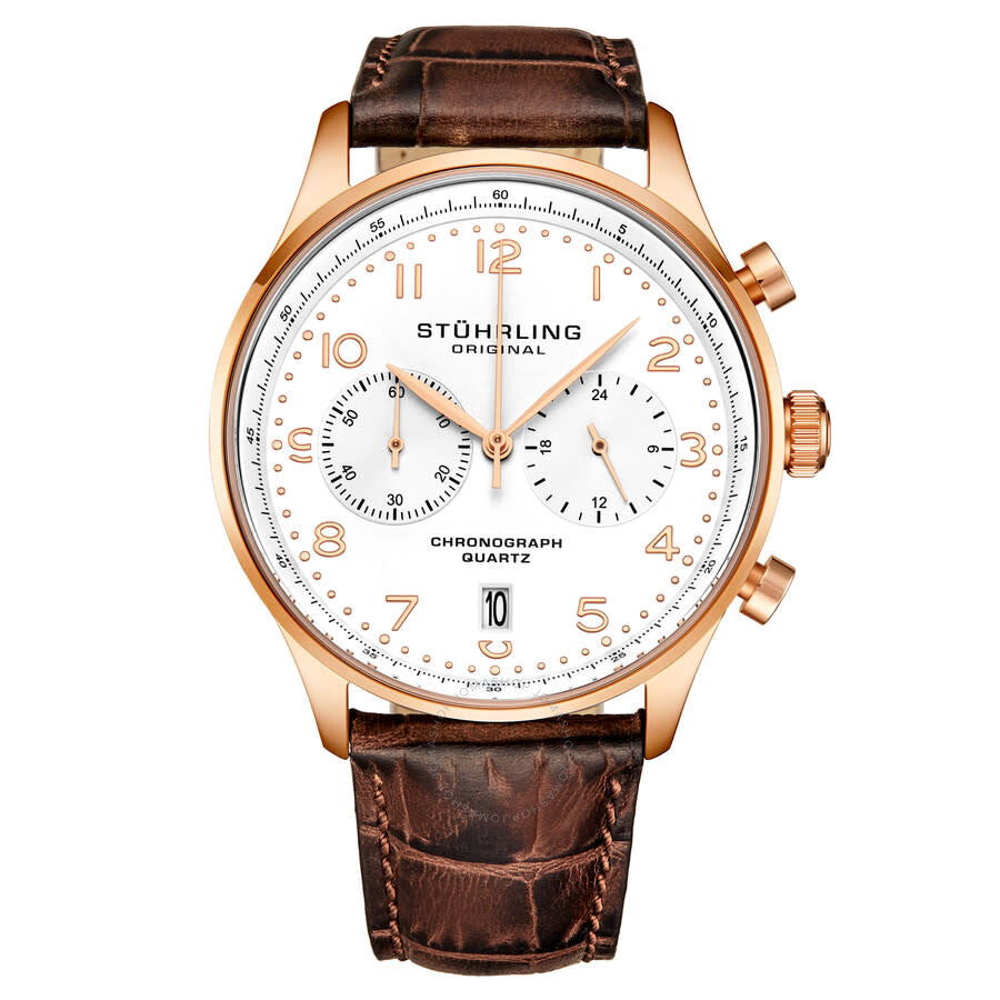 Stuhrling Original Monaco Chronograph Quartz White Dial Men's Watch M16839 - Dawson Watches