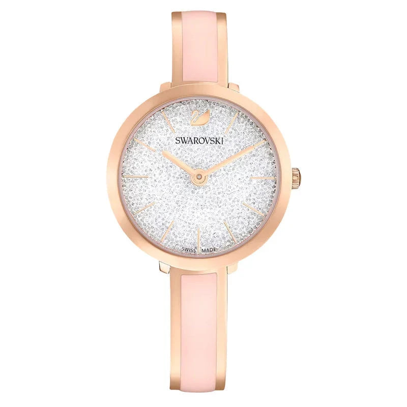 Swarovski Attract Metal Bracelet Silver Dial Rose Gold Tone Women's Watch - 5642221
