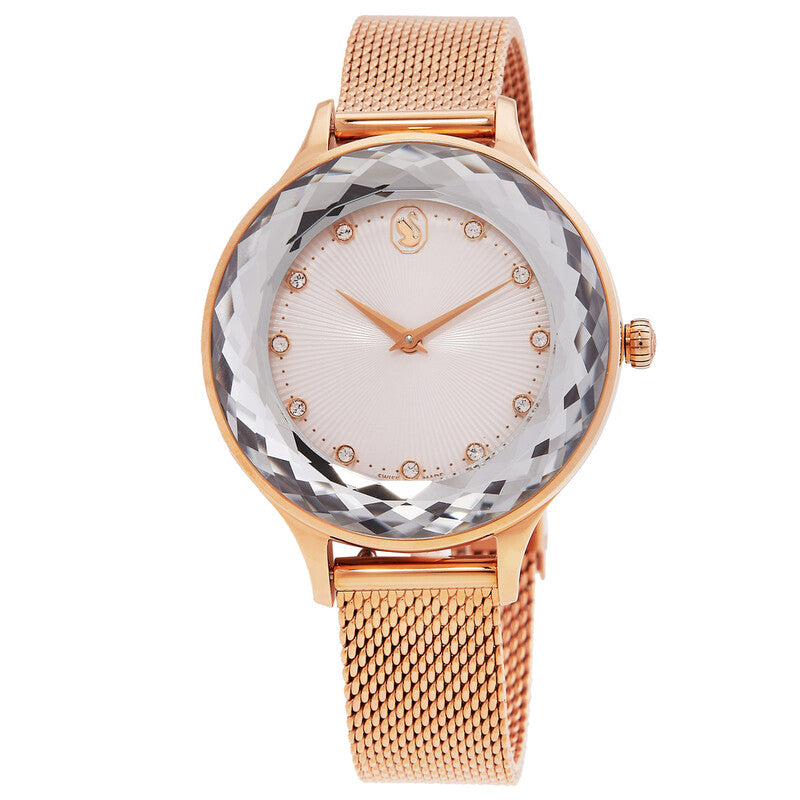 Swarovski Dextera Mixed Crystal Pave White Dial Rose Gold Tone Women's Watch 5650011