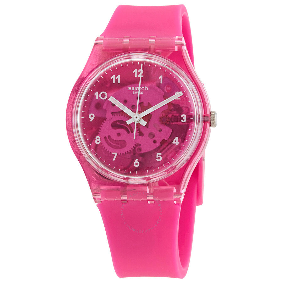 Swatch Gum Flavour Quartz Pink Transparent Dial Unisex Watch GP166 - The Watches Men & Co
