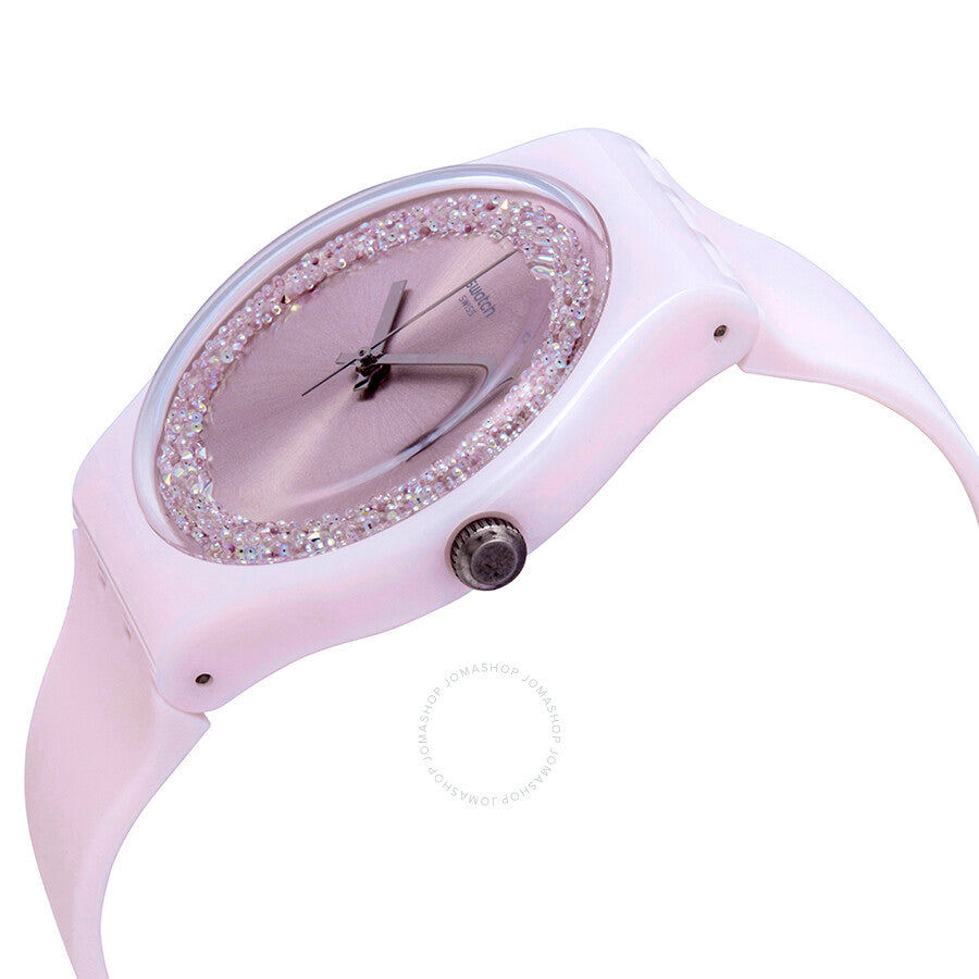 Swatch Pinksparkles Light Pink / Crystal Dial Men's Watch SUOP110 - The Watches Men & Co #2