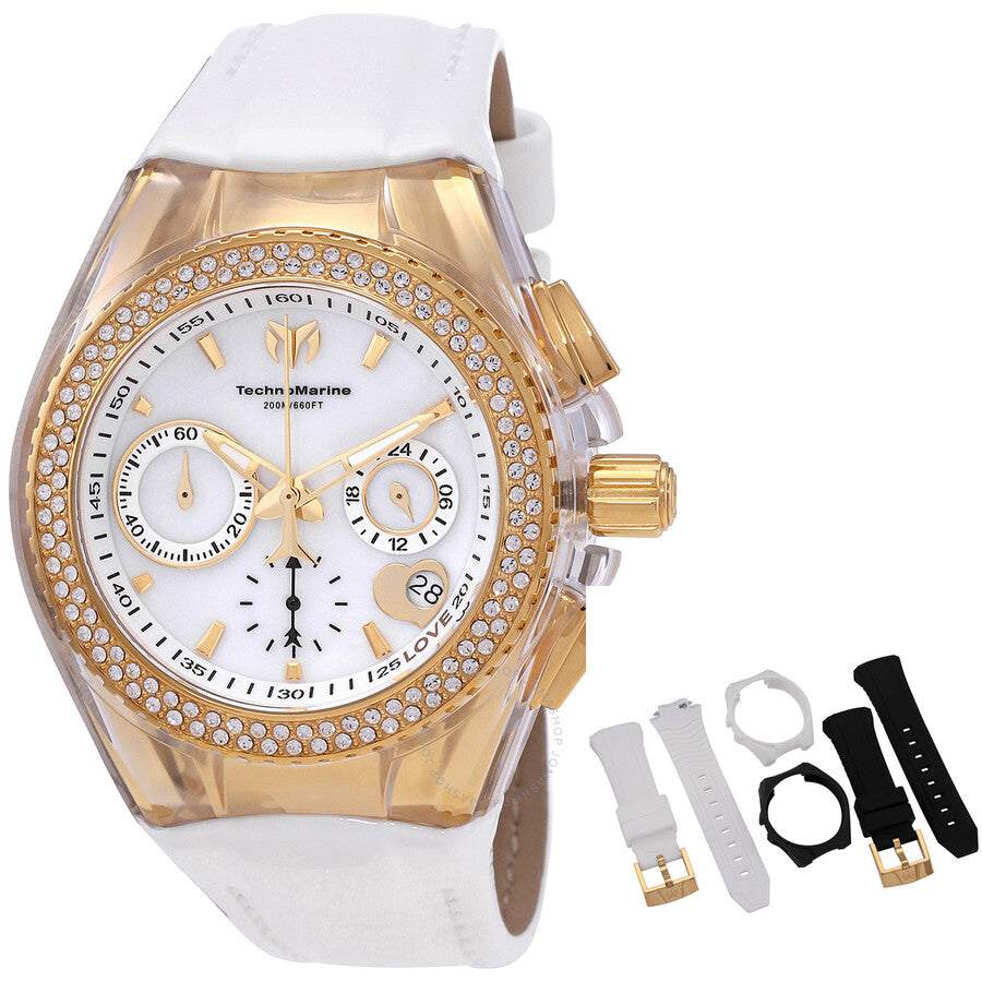 Technomarine Cruise Chronograph Quartz Crystal White Dial Ladies Watch TM-117046 - Dawson Watches