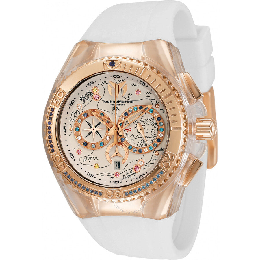 TechnoMarine Cruise GMT Quartz Crystal White Dial Ladies Watch TM-119022 - Dawson Watches