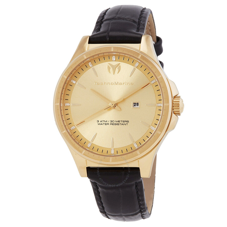Technomarine MoonSun Date Quartz Gold Dial Ladies Watch TM-822045 - Dawson Watches