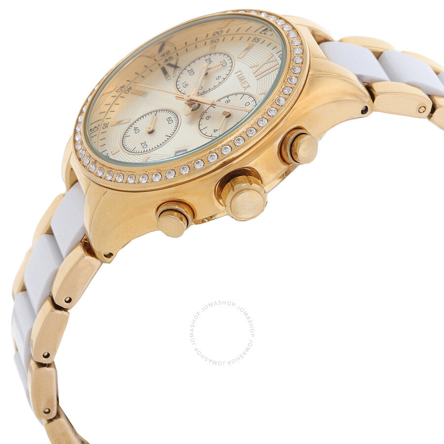 Timex Classic Chronograph Quartz Crystal Gold Dial Ladies Watch TW2V74900 - Dawson Watches #2