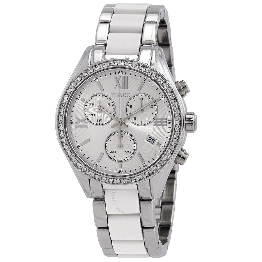 Timex Classic Chronograph Quartz Crystal Silver Dial Ladies Watch TW2V74700 - Dawson Watches
