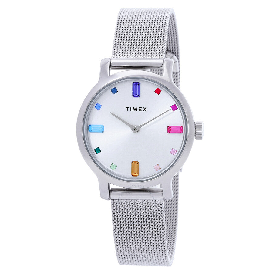 Timex Transcend Quartz Crystal Silver Dial Ladies Watch TW2U92900 - The Watches Men & Co