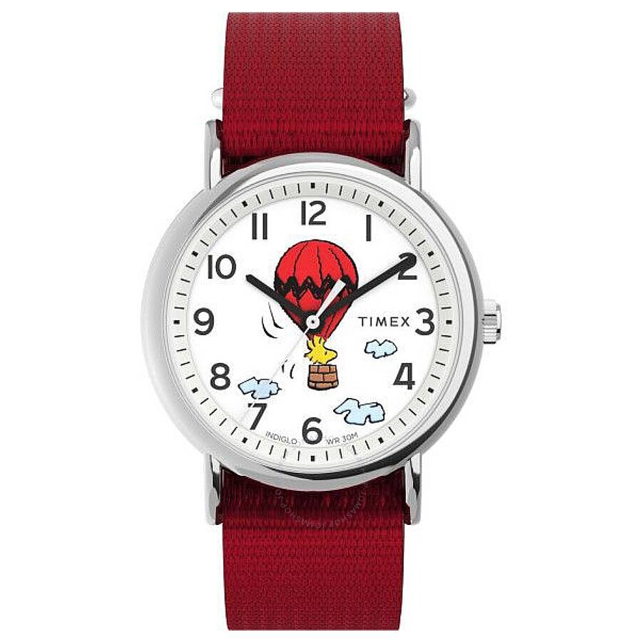 Timex Weekender x Peanuts Ballon Quartz White Dial Watch TW2Y11700 - The Watches Men & Co