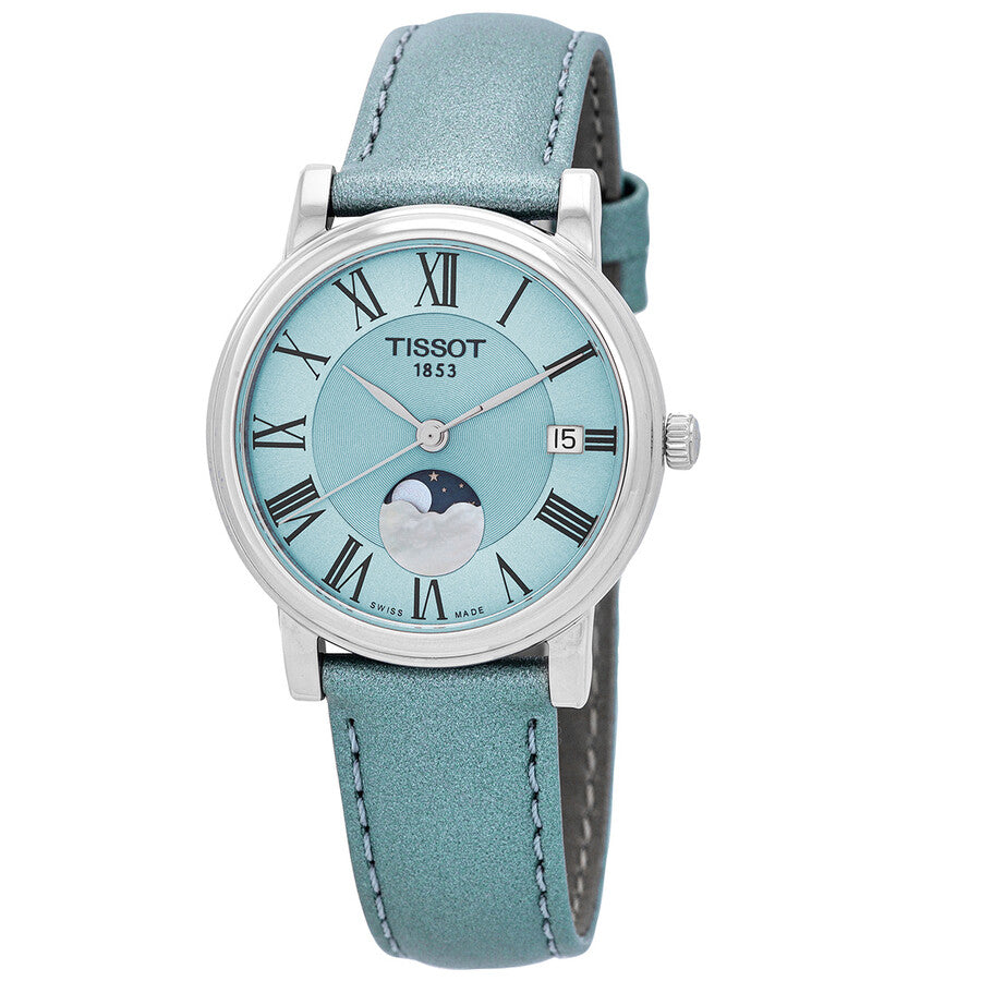 Tissot Carson Moon Phase Quartz Light Blue Dial Ladies Watch T122.223.16.353.00 - Dawson Watches