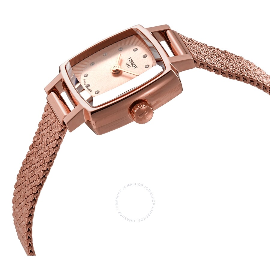Tissot Lovely Square Diamond Rose Dial Ladies Watch T058.109.33.456.00 - The Watches Men & Co #2