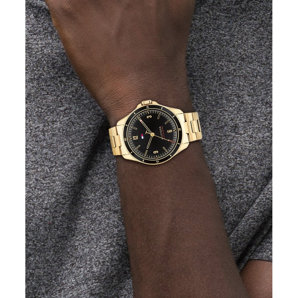 Tommy Hilfiger Maverick Black Dial Gold Watch - 1791903