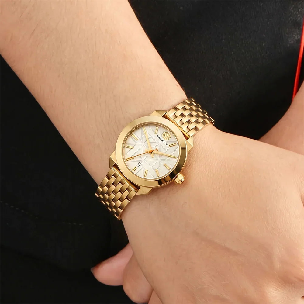 Tory Burch Whitney Ivory Dial Gold-tone Stainless Steel Women's Watch TBW8000