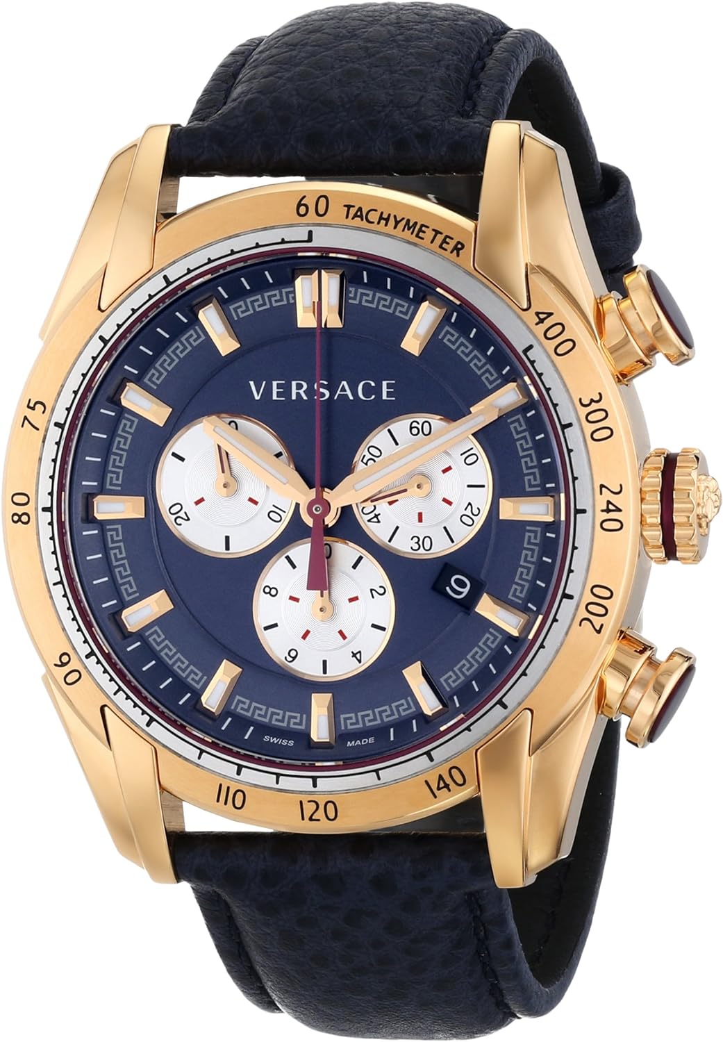 Versace V-Ray Rose Gold Leather Strap Men's Watch VDB030014 - Kiwi Watches
