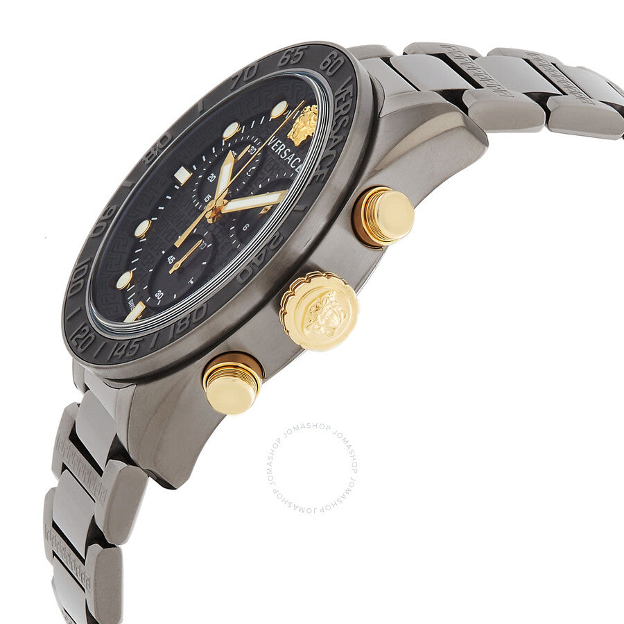 Versace Greca Dome Chronograph Quartz Black Dial Men's Watch - VE6K00623