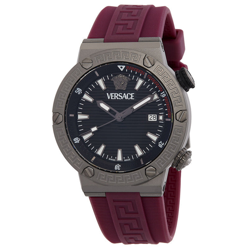 Versace Greca Logo Diver Swiss Movt Black Dial Watch - VE8G00224