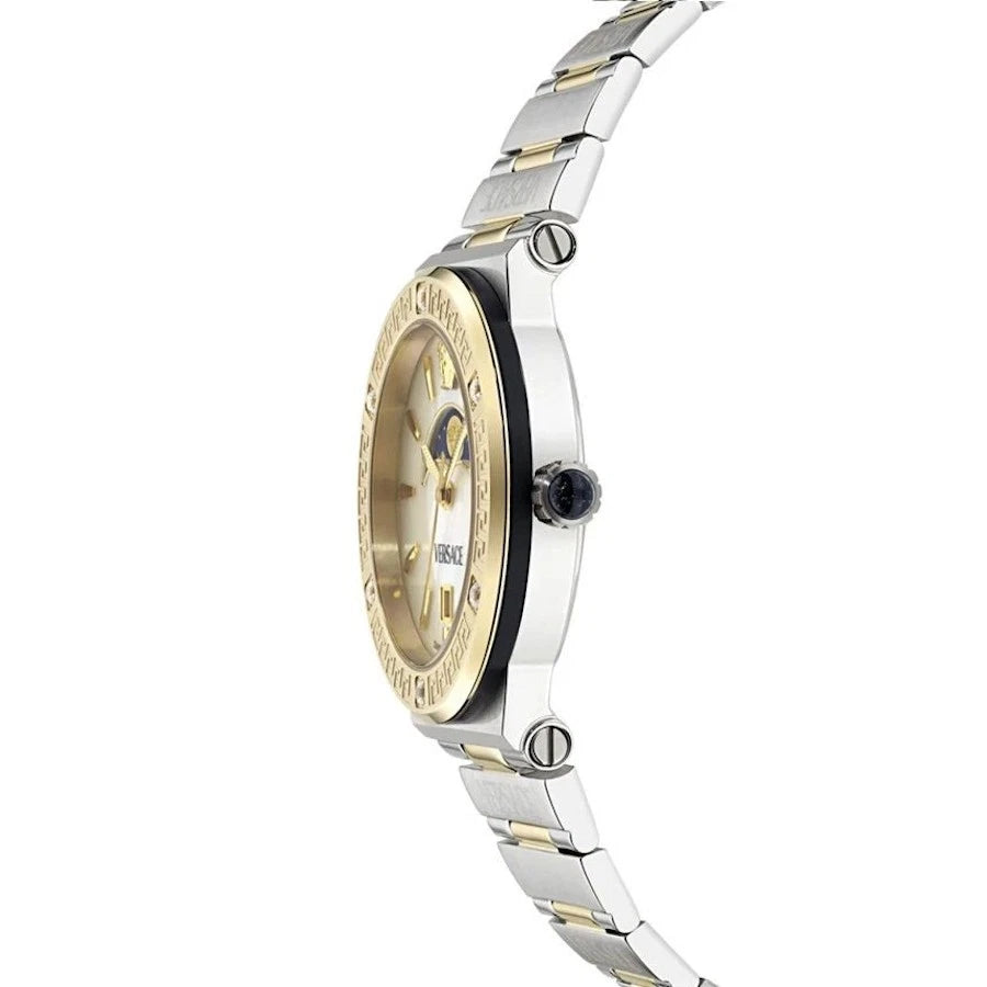 Versace Greca Logo Moonphase Mother of Pearl Dial Two Tone Women's Watch - VE7G00524