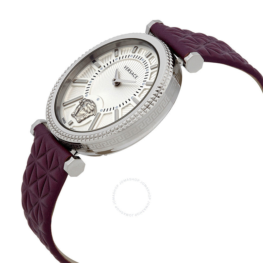 Versace V-Helix Ivory Dial Leather Strap Ladies Watch VQG010015
