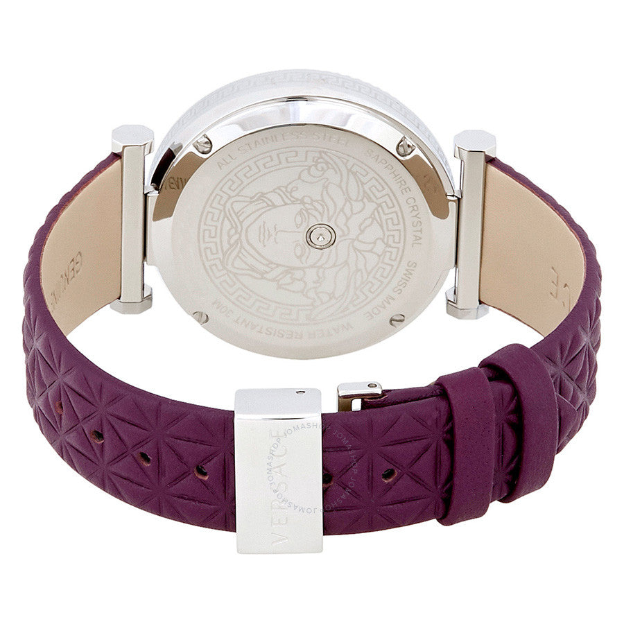 Versace V-Helix Ivory Dial Leather Strap Ladies Watch VQG010015
