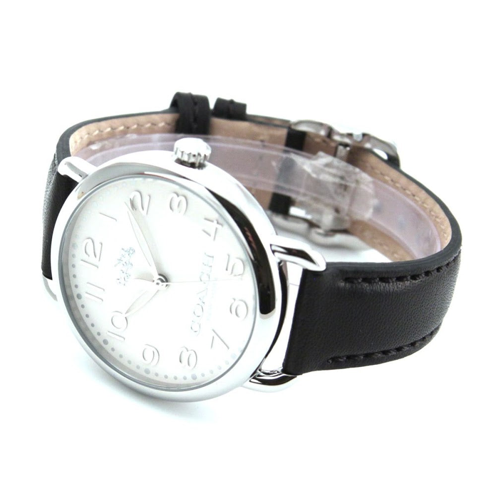 Coach Delancey White Dial Black Leather Strap Ladies Watch 14502267