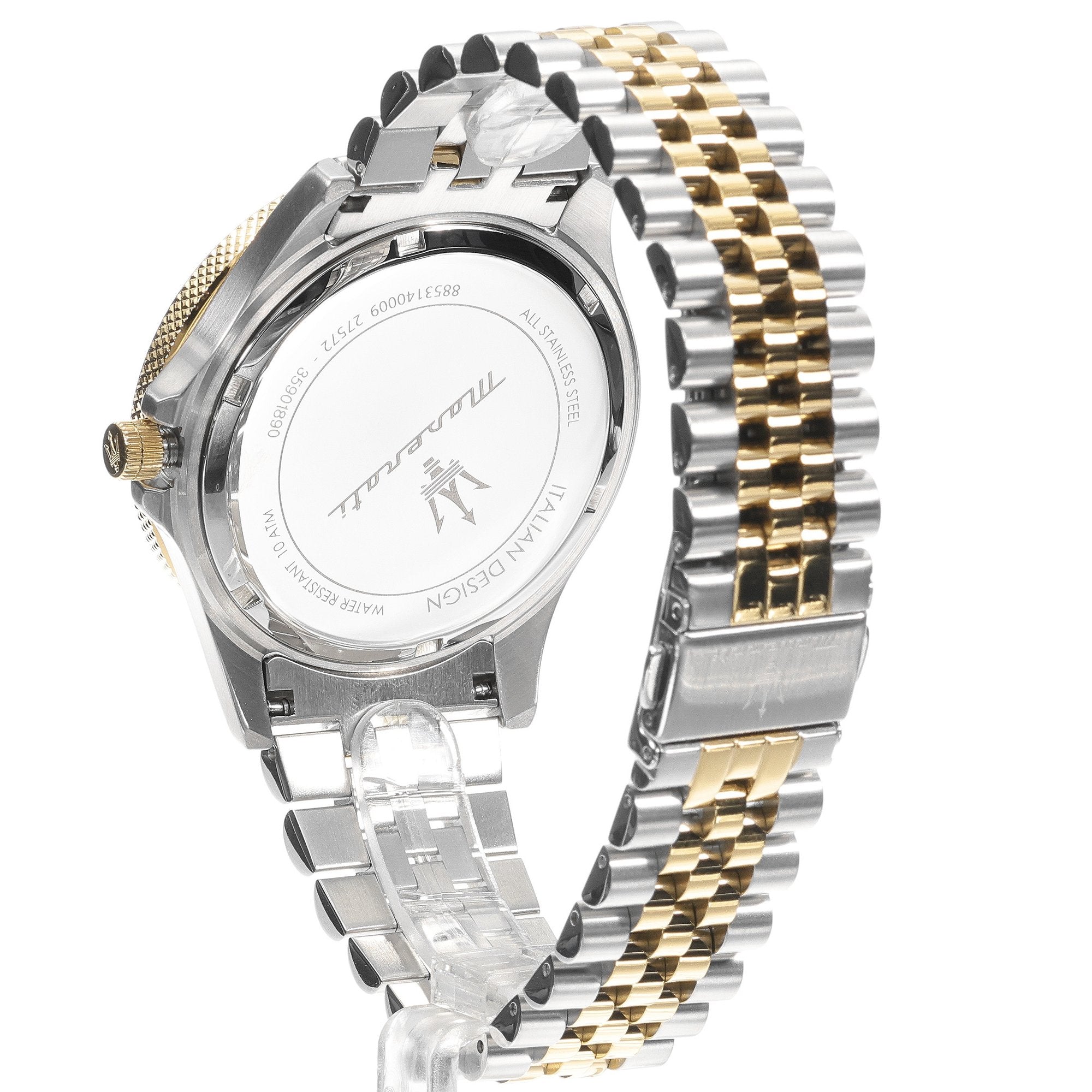 Maserati Sfida Black Dial Gold Hands Date Tow Tone Men's Watch R8853140009