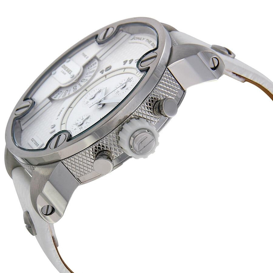 DIESEL Badass Chronograph White Dial White Leather Men's Watch DZ7265