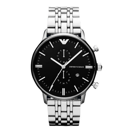 Emporio Armani Chronograph Black Dial Stainless Steel Men's Watch AR80009