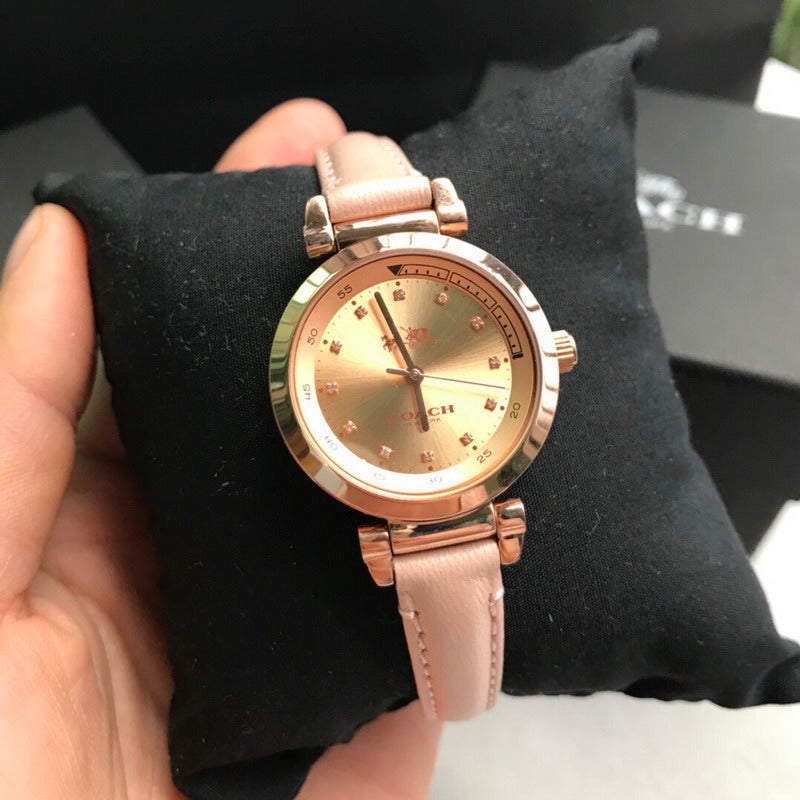 Coach 1941 Sport Crystal Rose Dial Leather Strap Ladies Watch 14502540