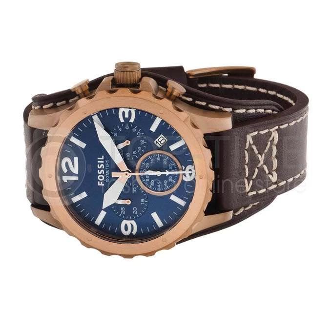 Fossil Nate Chronograph Dial Brown Leather Strap Men's Watch JR1505