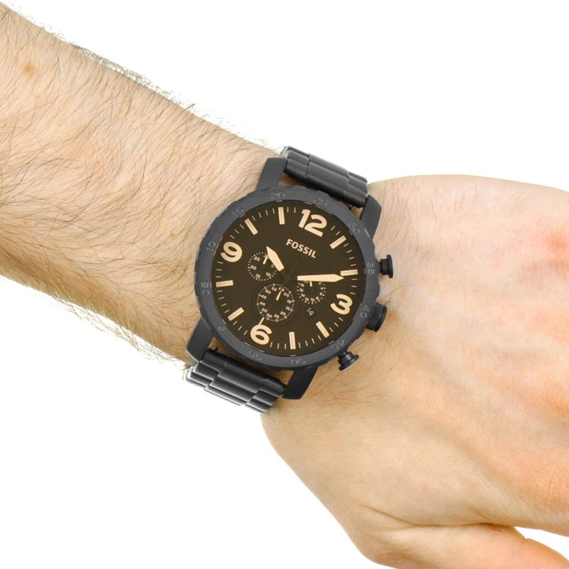 Fossil Nate Chronograph Black Ion-plated Men's Watch JR1356