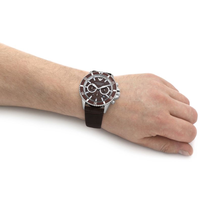Emporio Armani Chronograph Brown Leather Men's Watch AR11486 - Dawson Watches #5