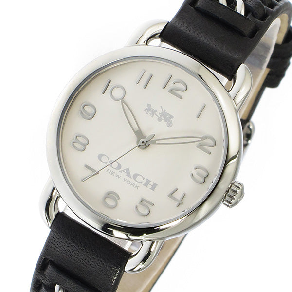 Coach Delancey White Dial Black Leather Strap Ladies Watch 14502257