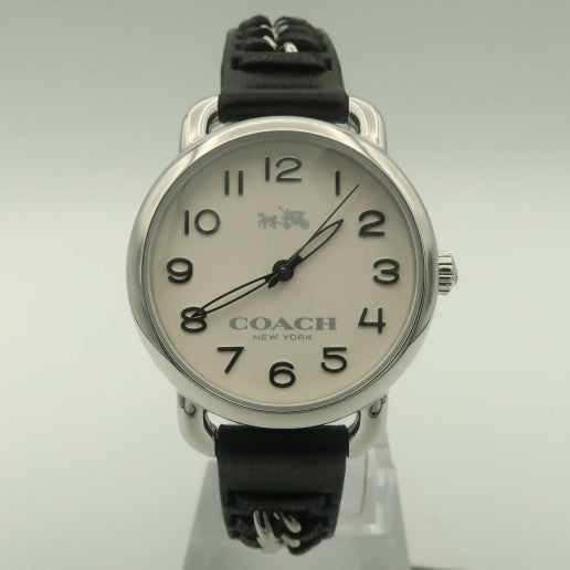 Coach Delancey White Dial Black Leather Strap Ladies Watch 14502257