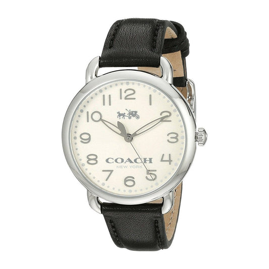 Coach Delancey White Dial Black Leather Strap Ladies Watch 14502267