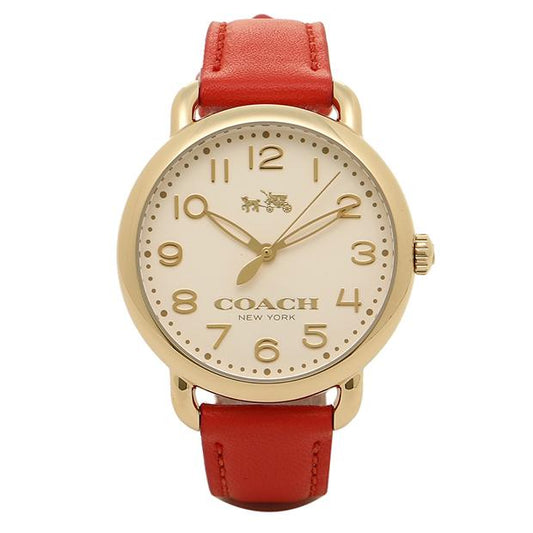 Coach Delancey Cream Dial Orange Leather Strap Ladies Watch 14502270