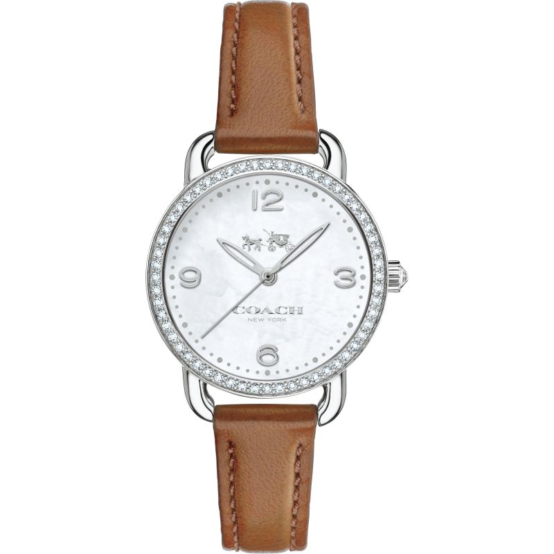 Coach Delancey White Dial Brown Leather Strap Ladies Watch 14502485