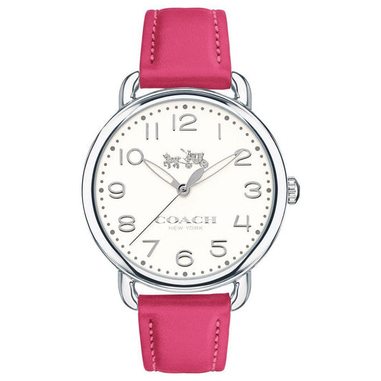 Coach Delancey Silver Dial Pink Leather Strap Ladies Watch 14502560
