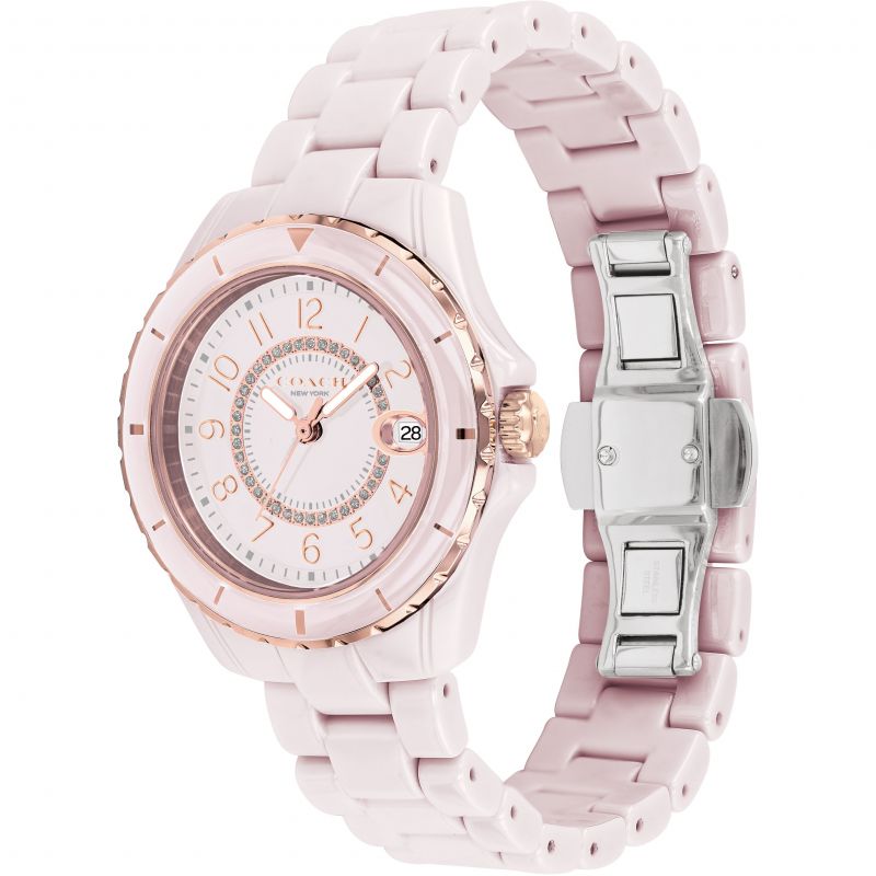 Coach Preston Pink Blush Ceramic Bracelet Women's Watch 14503463