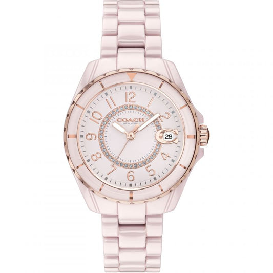 Coach Preston Pink Blush Ceramic Bracelet Women's Watch 14503463