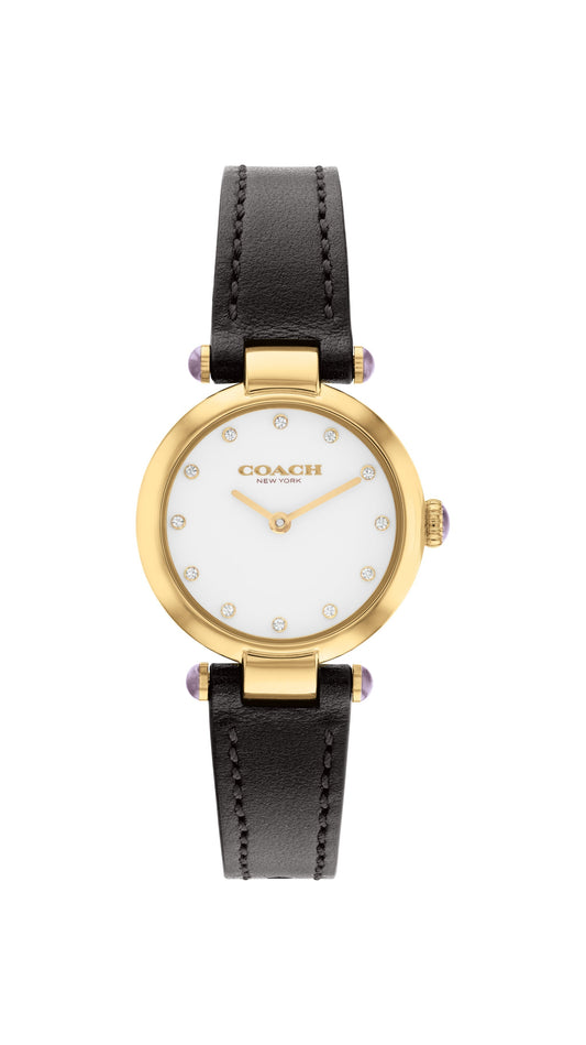 Coach Cary Chalk Black Leather Strap Women's Watch  14504014 - Dawson Watches