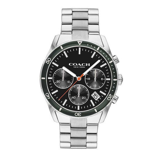 Coach Thompson Silver Black Dial Sports Men's Watch  14602385 - Dawson Watches