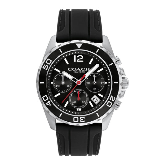 Coach Kent Chronograph Black Silicon Strap Men's Watch  14602565 - Dawson Watches