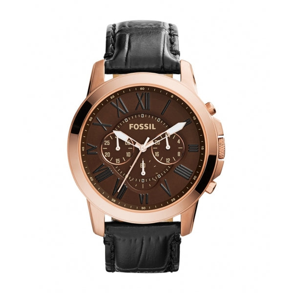 Fossil Grant Chronograph Brown Dial Leather Strap Men's Watch FS4992